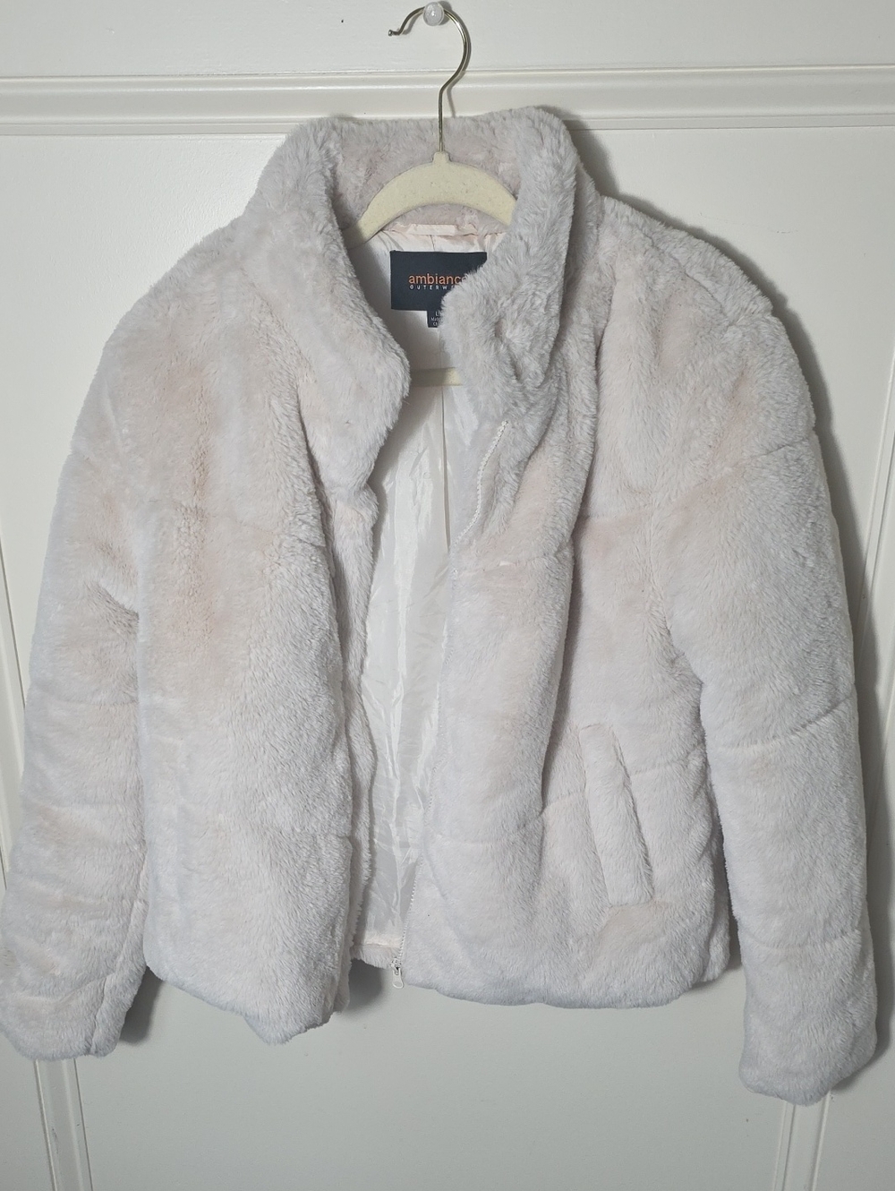Ambiance Plush Teddy Jacket in Cream
